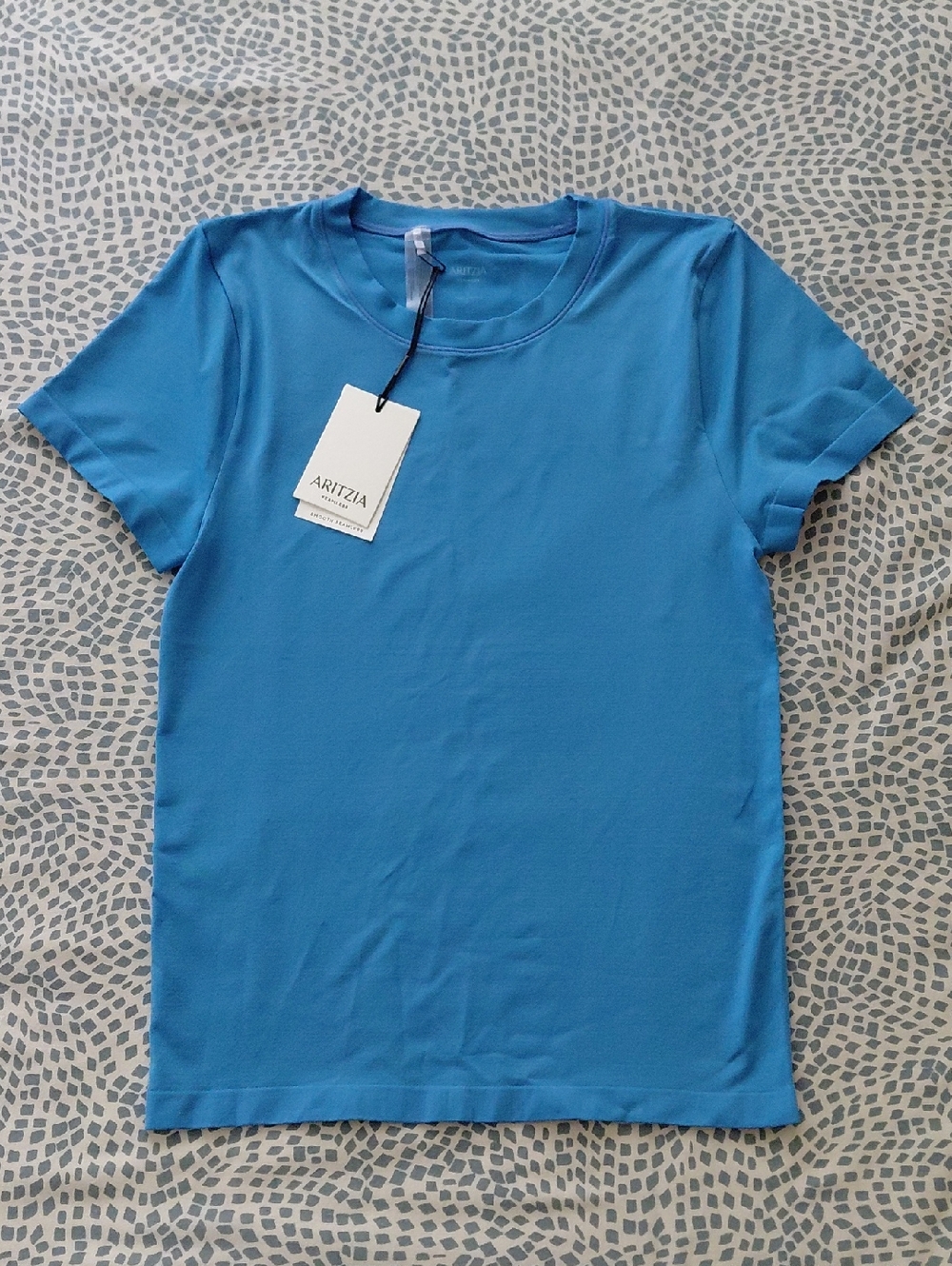 Aritzia Smooth Seamless Willow Splash Blue T-Shirt NWT Large